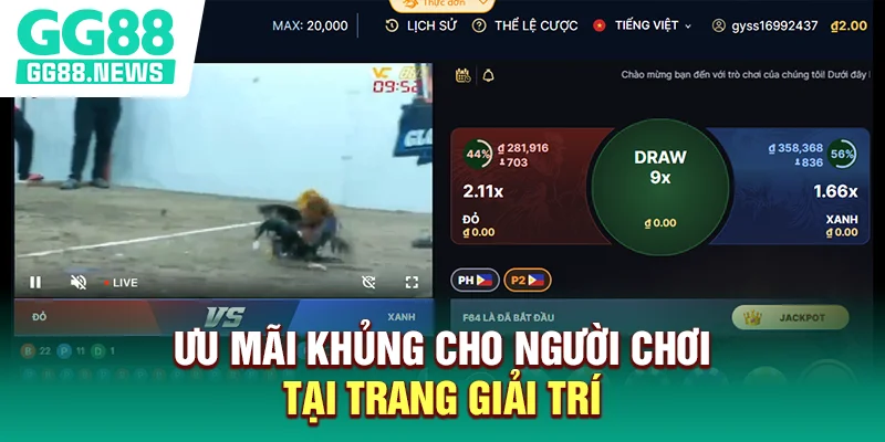 Ưu mãi khủng cho người chơi tại trang giải trí